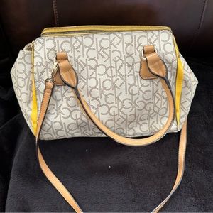 White and Yellow Calvin Klein Purse